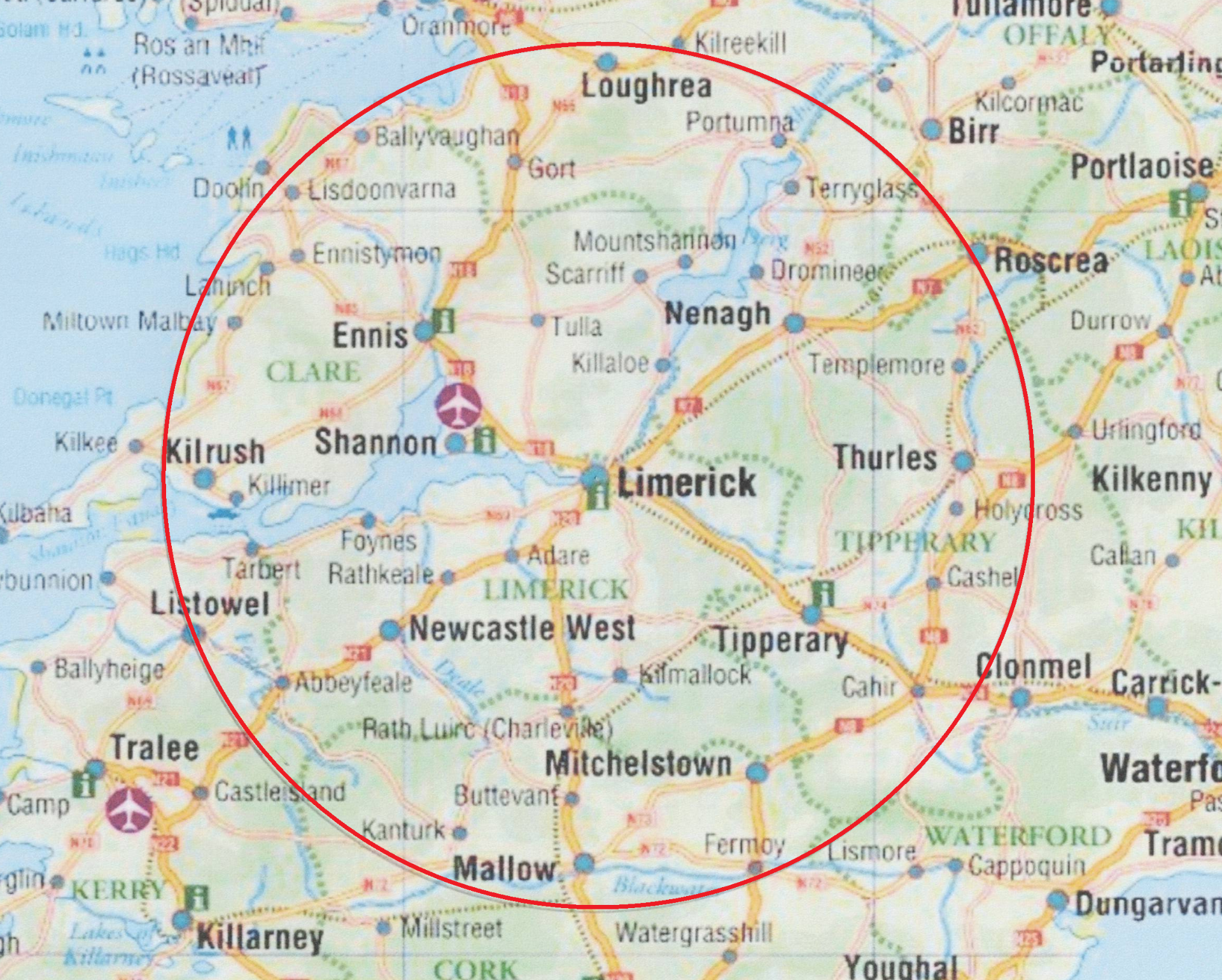 We serve Limerick and areas within the red circle